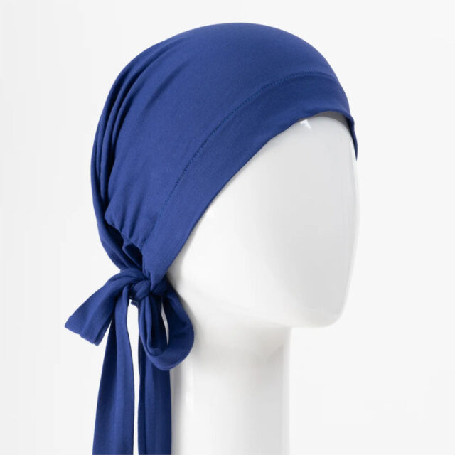 Foulard chimio en bambou bleu indigo de Sibelle